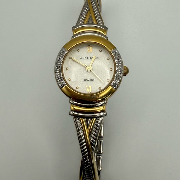 Anne Klein Gold and Silver tone Women's Bangle Watch with diamonds - Picture 6 of 14